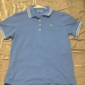 The Masters Blue Polo Golf Shirt with White Accents
